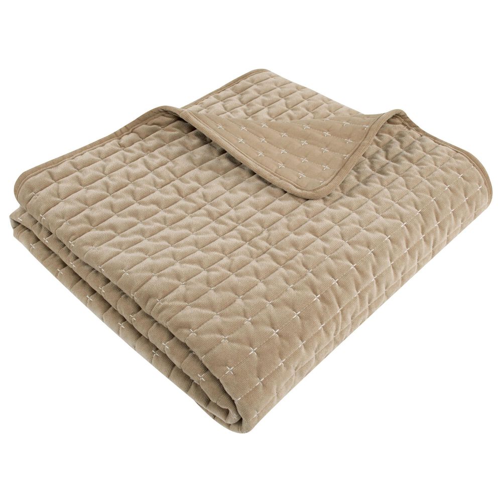 Levtex Velvet Stitch 50" x 60" Quilted Throw in Taupe, , large