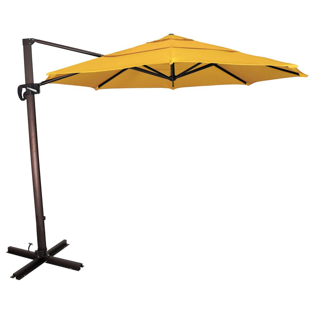 California Umbrella Cali 11" Sunflower Yellow Cantilever Umbrella with Bronze Cross Base, , large