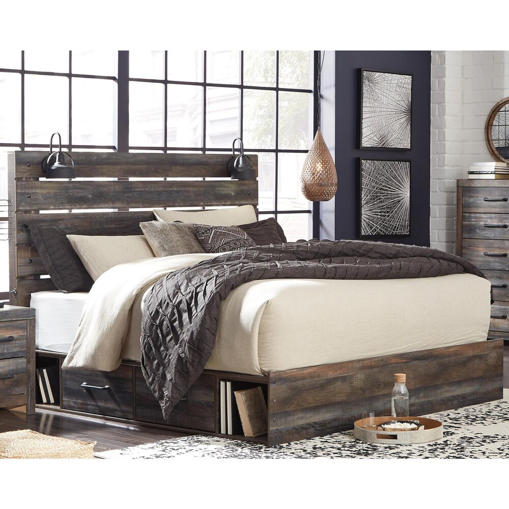 Ashley Drystan King Storage Bed with 4 Drawers in Brown Rustic, , large
