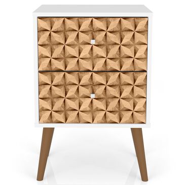 Dayton Liberty 2 Drawer Nightstand in White and 3D Brown Prints, , large