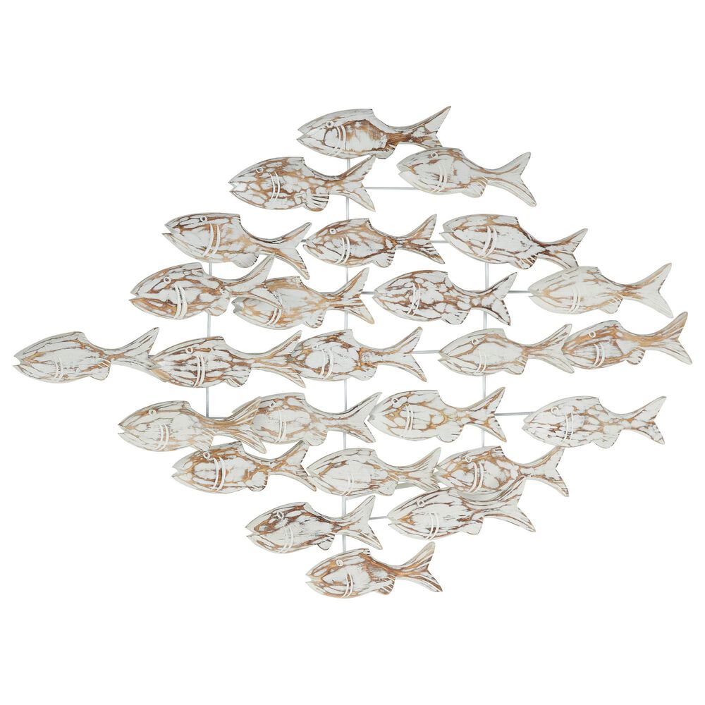 Maple and Jade Coastal Wood Wall Decor in White, , large
