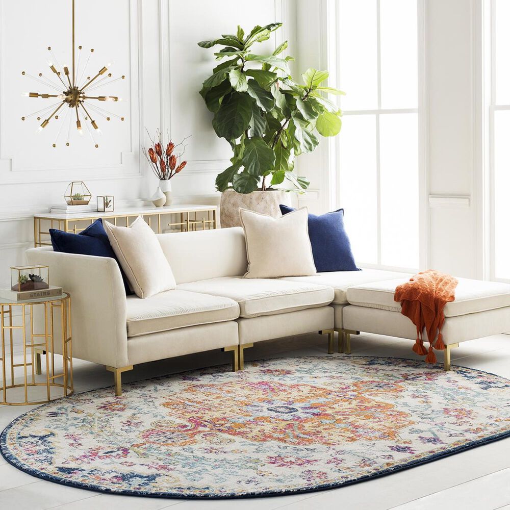 Surya Harput HAP-1000 6&#39;7&quot; x 9&#39; Oval Saffron and Gray Area Rug, , large