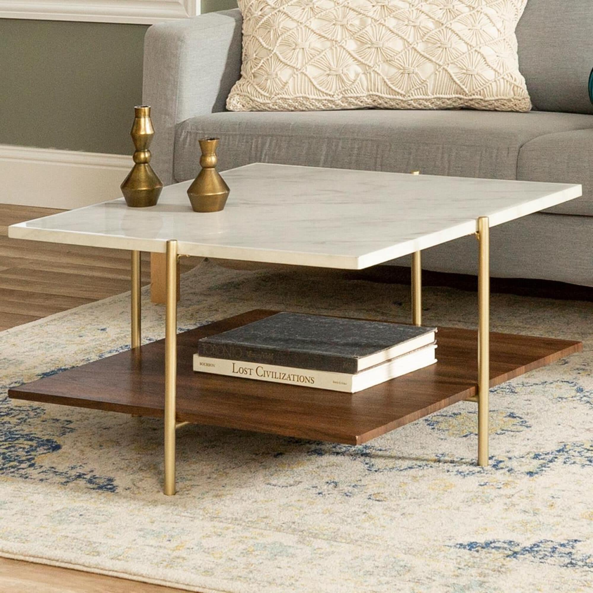 Large square gold hot sale coffee table