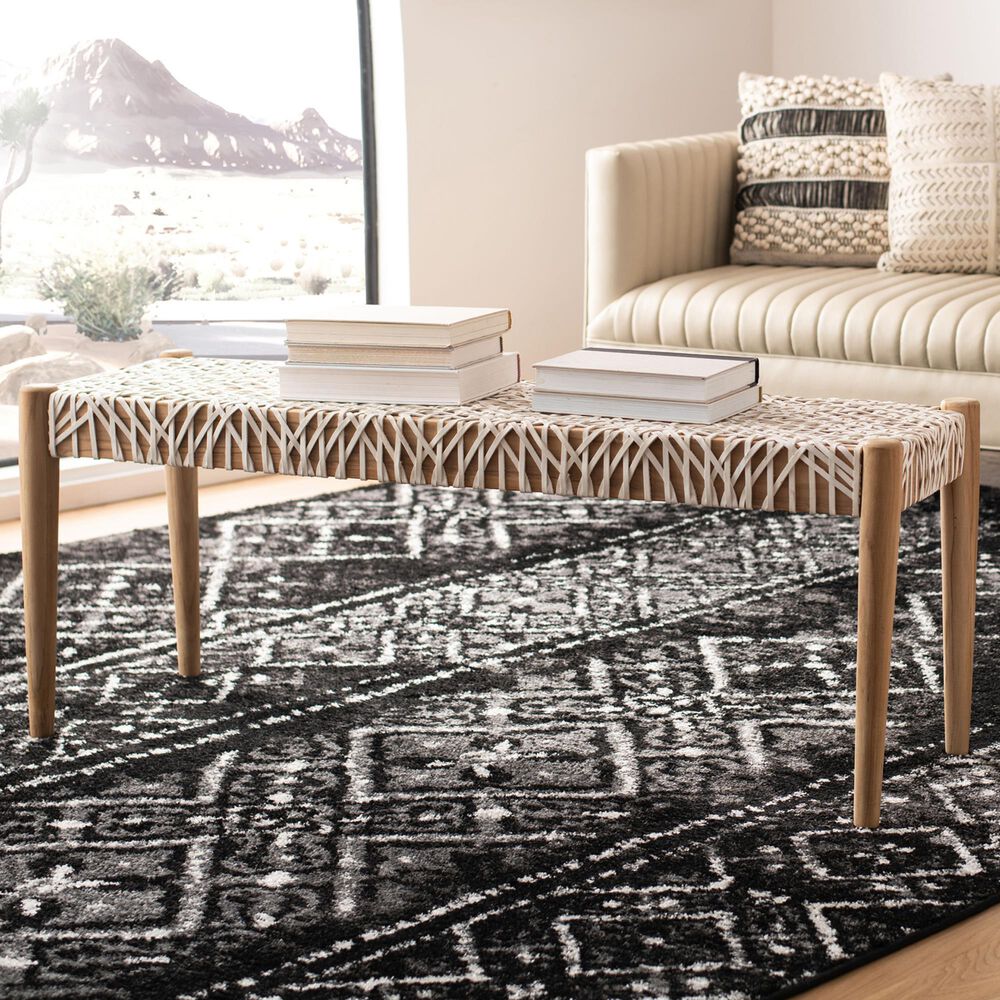 Safavieh Bandelier Bench with Off White Leather in Natural, , large