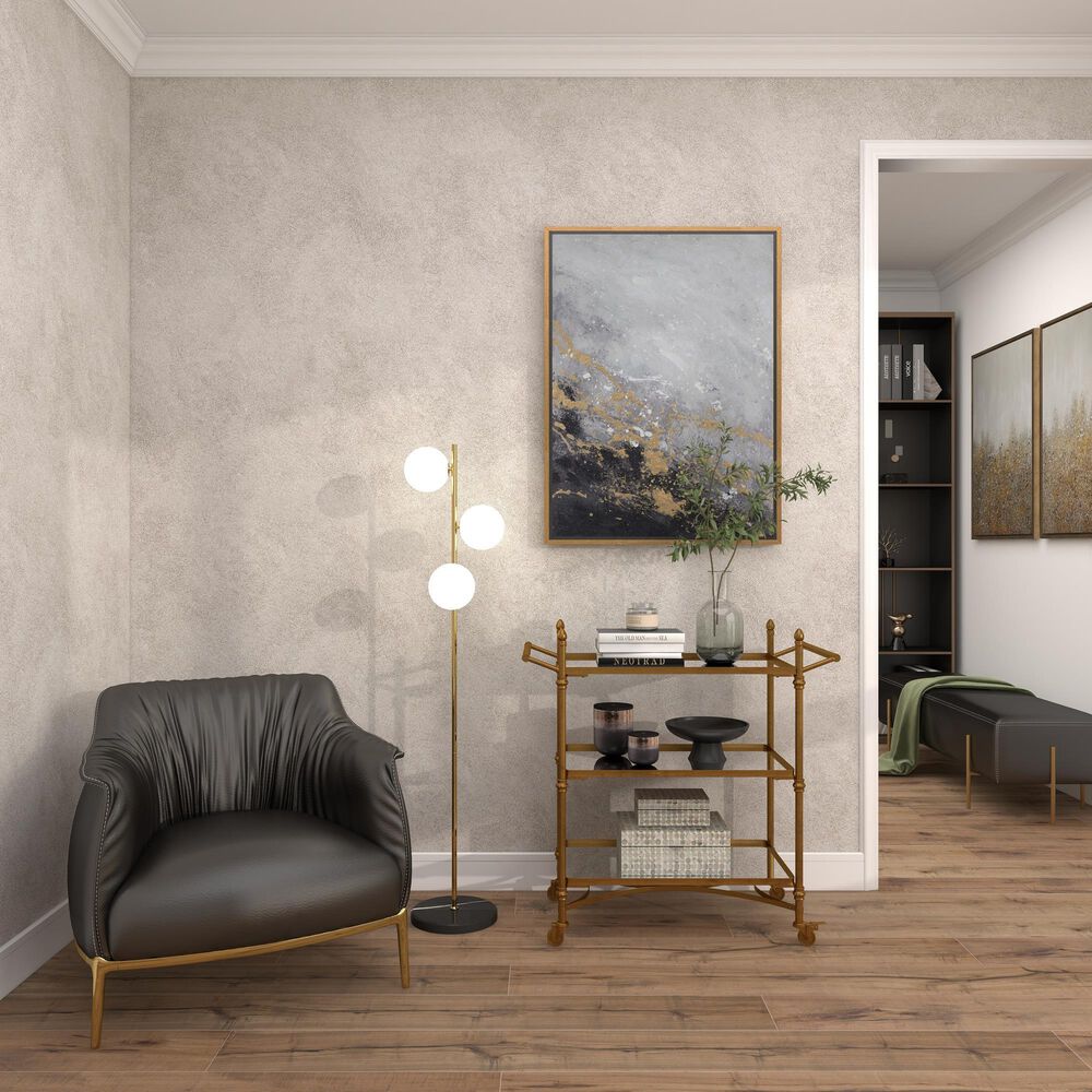 CosmoLiving by Cosmopolitan 40&quot; x 30&quot; Abstract Corner Wall Art in Black, Metallic Gold, White and Smoky Gray, , large