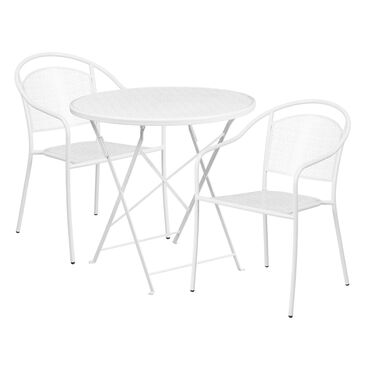Flash Furniture 3-Piece Round Patio Table Set in White, , large