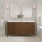 James Martin Vanities Mirin 60" Double Vanity in Mid Century Walnut with 3 cm White Zeus Quartz Top, , large