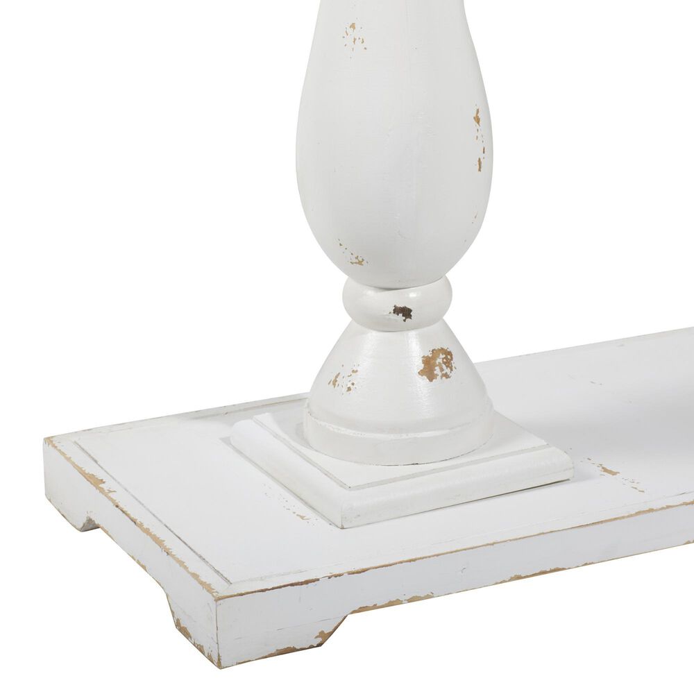 Uma Enterprises Farmhouse Pedestal Console Table in White, , large