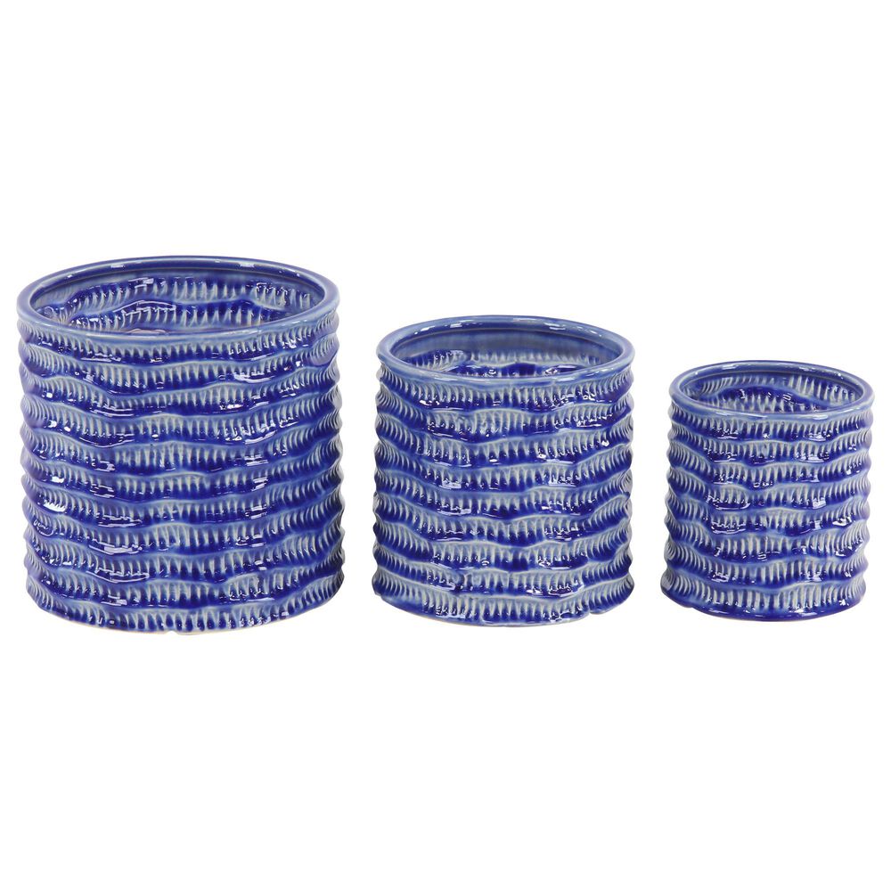 Maple and Jade Round Assorted Planters in Blue (Set of 3), , large