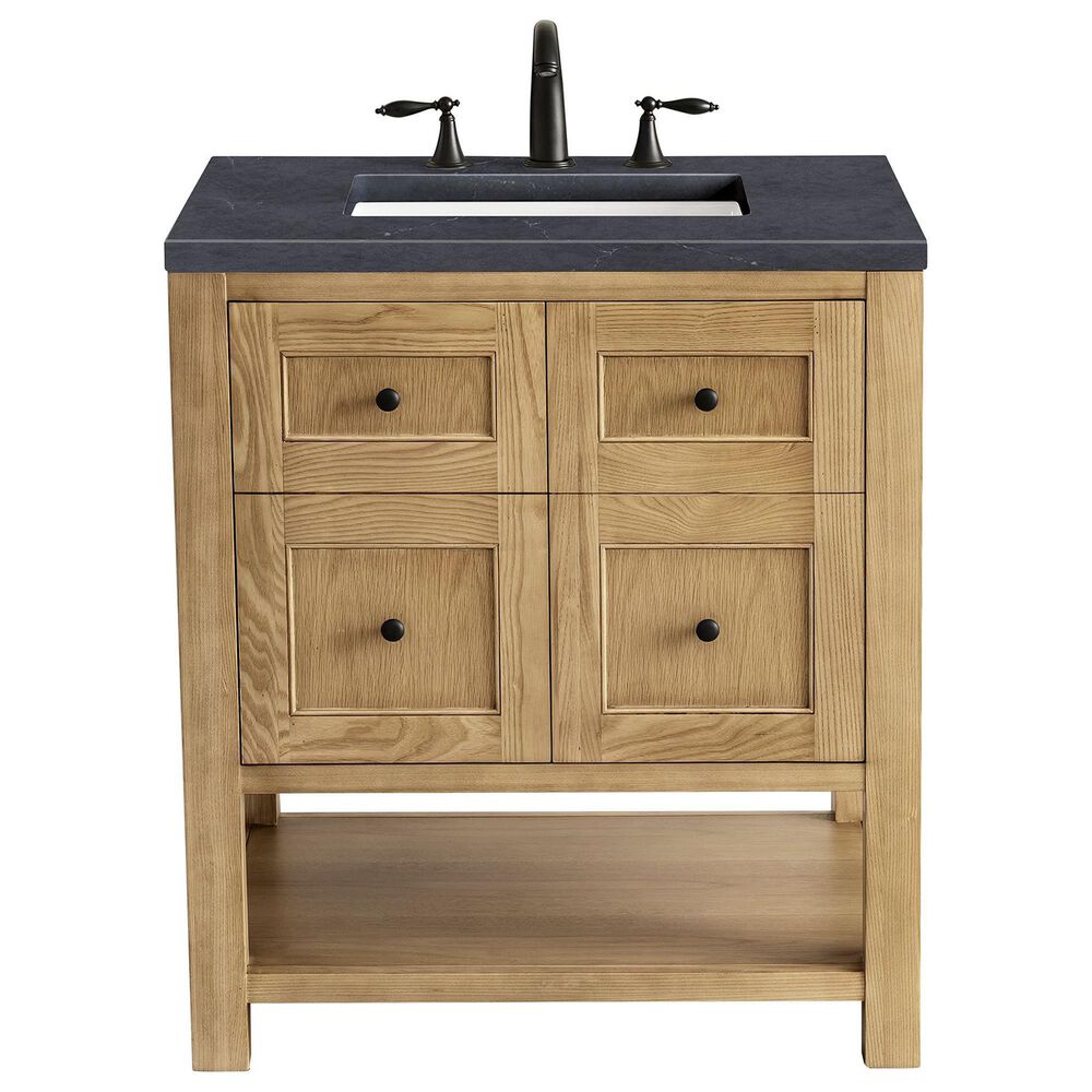 James Martin Vanities Breckenridge 30" Single Bathroom Vanity in Light Natural Oak with 3 cm Charcoal Soapstone Quartz Top and Rectangular Sink, , large