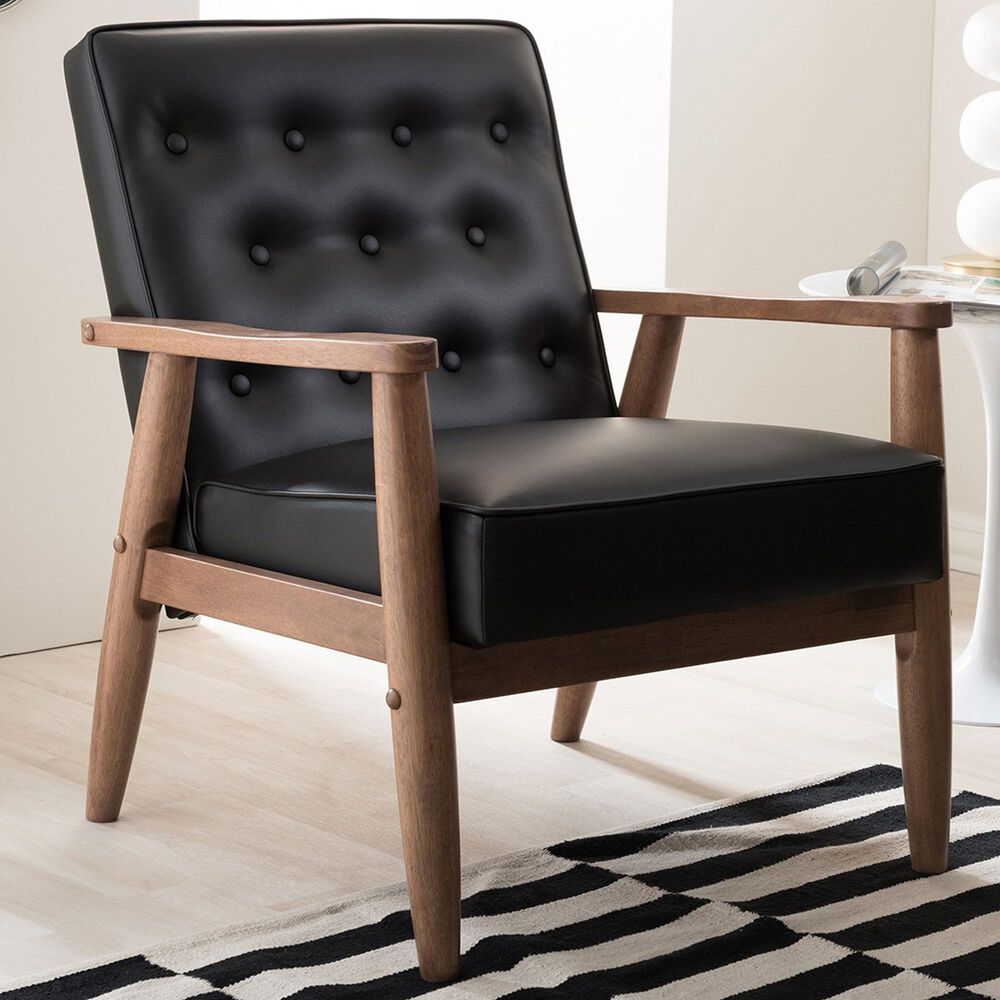 Baxton Studio Sorrento Lounge Chair in Black, , large