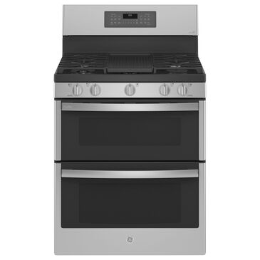 GE Profile 30" Free-Standing Gas Double Oven Convection Range with No Preheat Air Fry in Stainless Steel, , large