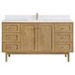 James Martin Vanities Laurent 60" Single Bathroom Vanity in Light Natural Oak with Single Hole 3 cm White Zeus Quartz Top and Rectangular Sink, , large