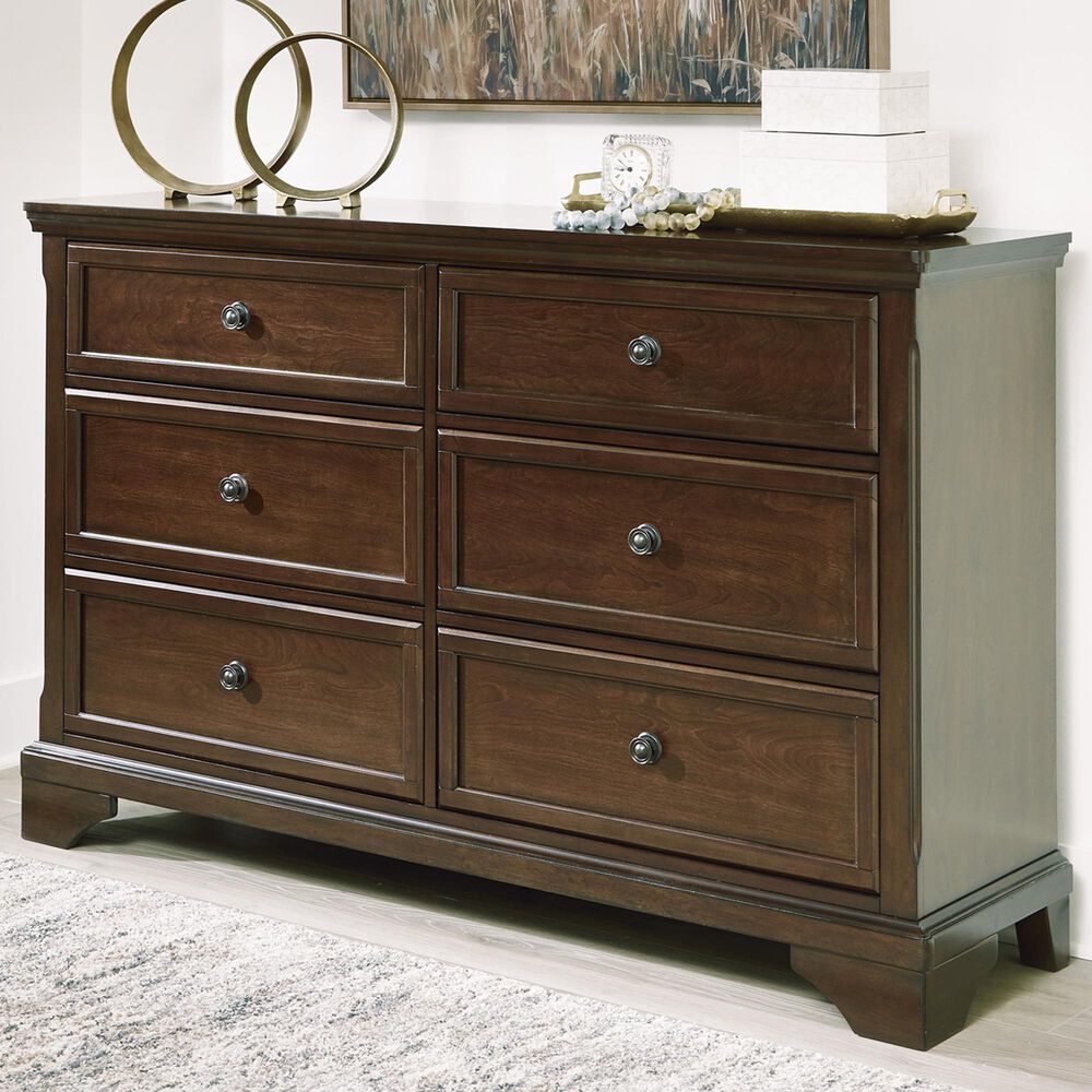 Ashley Trellington 6-Drawer Dresser in Warm Brown Cherry, , large