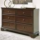 Ashley Trellington 6-Drawer Dresser in Warm Brown Cherry, , large