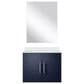 Lexora Home Geneva 24" Single Bathroom Vanity in Glossy White with 2 cm White Cultured Marble Top, Rectangular Sink and 18" Mirror, , large