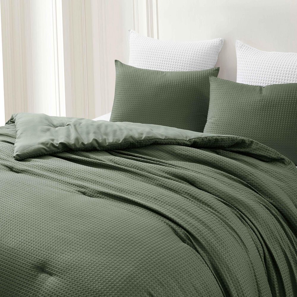 Trade Linker 3-Piece King Waffle Down Alternative Comforter Set in Sage, , large