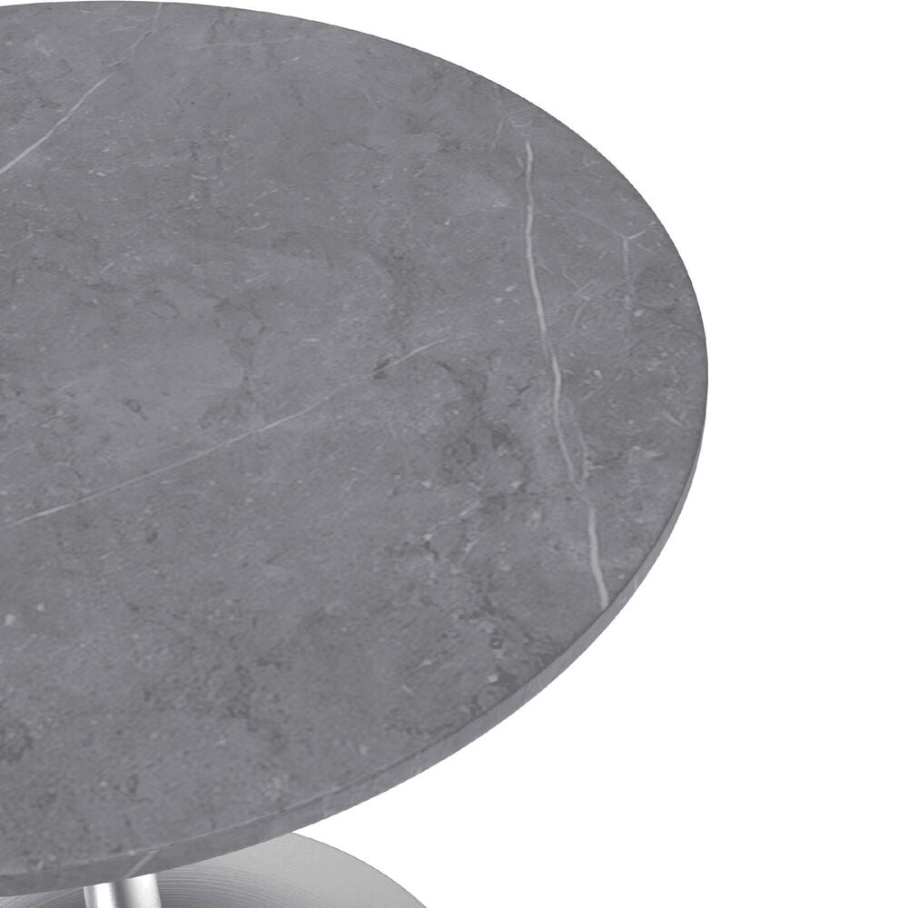 Leisuremod LeisureMod Verve Collection 27 Round Dining Table, Brushed Chrome Base with Sintered Stone Grey Top, , large