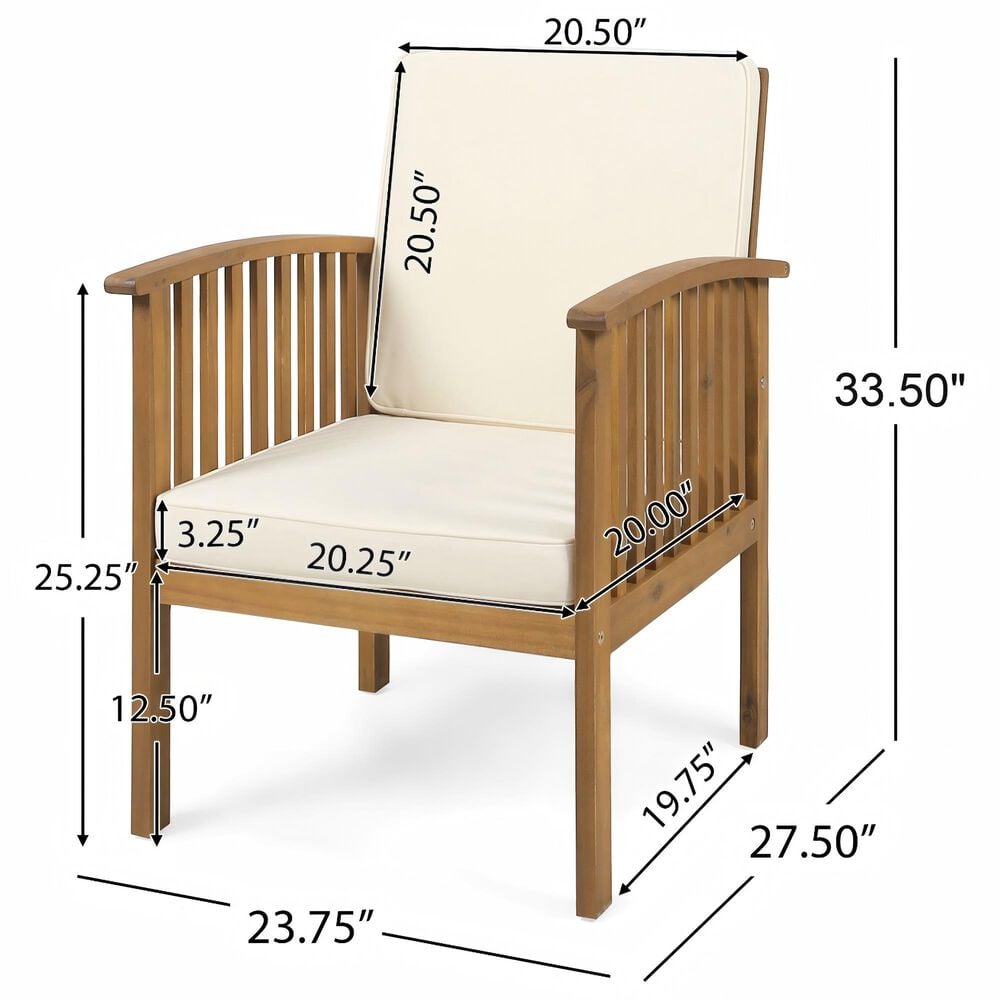 Hearth and Haven Casa Outdoor Club Chair with Cream Cushion in Brown &#40;Set of 2&#41;, , large