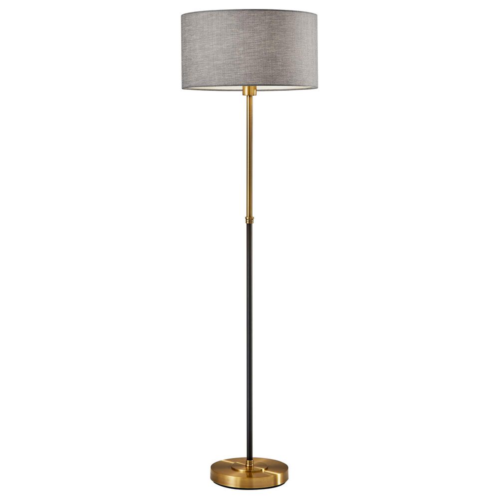 Adesso Bergen Floor Lamp in Black and Antique Brass, , large