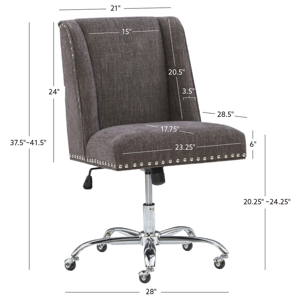Linden Boulevard Draper Office Chair in Charcoal, , large