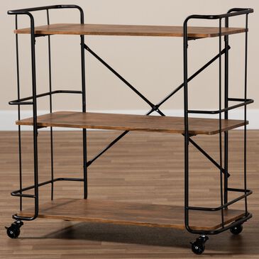 Baxton Studio Neal Kitchen Serving Cart in Walnut, , large