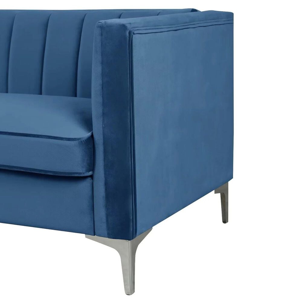 Morden Fort Channel Tufted Chair in Blue Velvet, , large