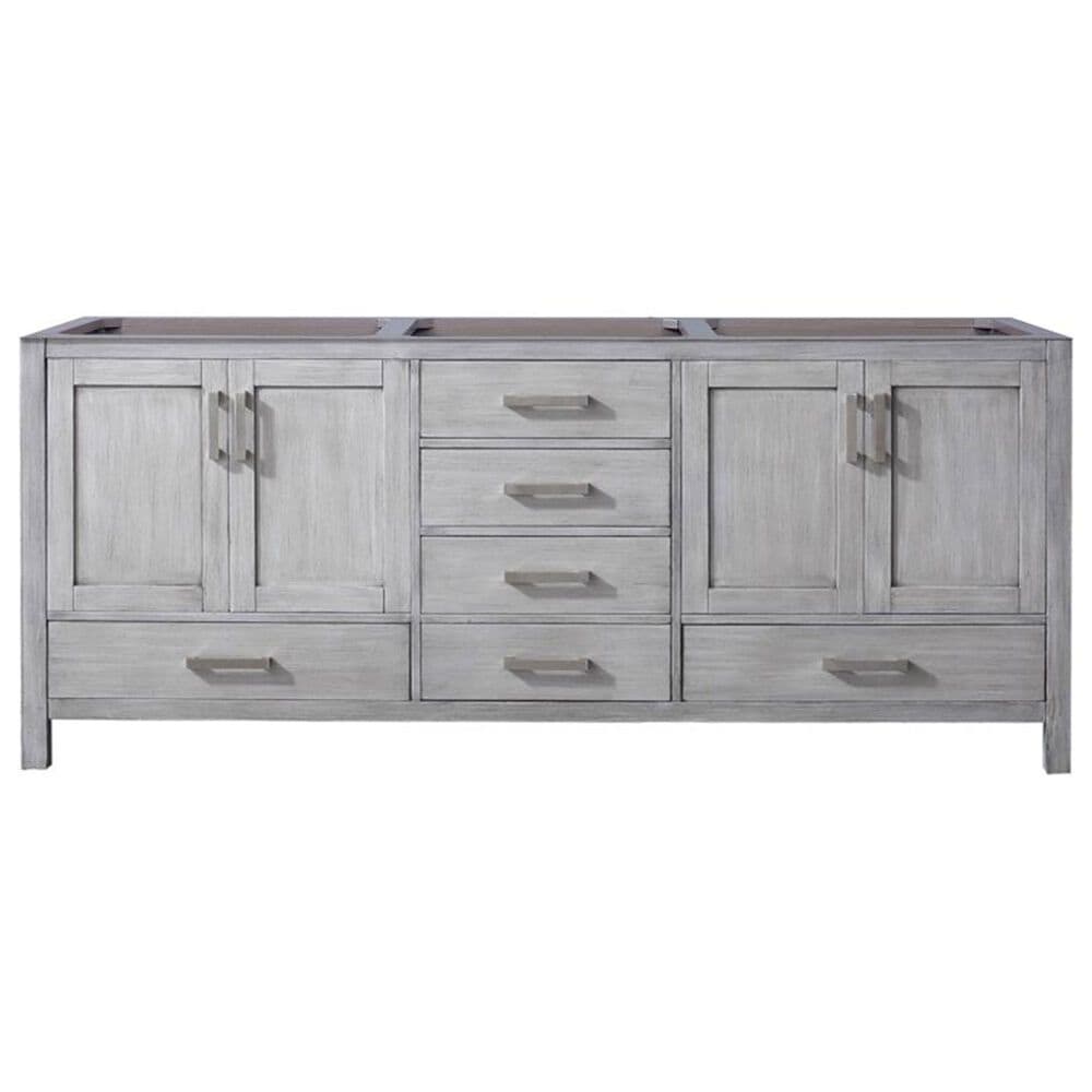 Lexora Home Jacques 80&quot; Double Bathroom Vanity in Distressed Grey with 2 cm White Cultured Marble Top and Rectangular Sinks, , large