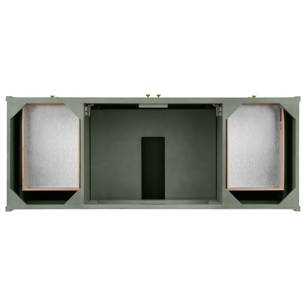 James Martin Vanities Chicago 60&quot; Single Bathroom Vanity in Smokey Celadon with Single Hole 3 cm White Zeus Quartz Top and Rectangular Sink, , large