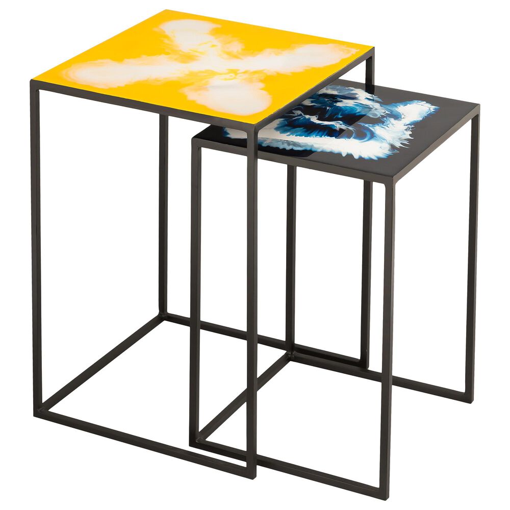 Tov Furniture Side Table in White/Yellow/Blue (Set of 2), , large