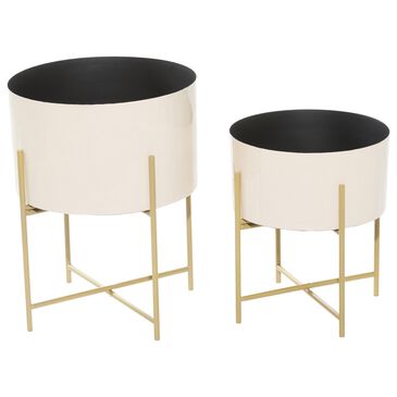 Maple and Jade Modern Planter in White, Black and Gold (Set of 2), , large