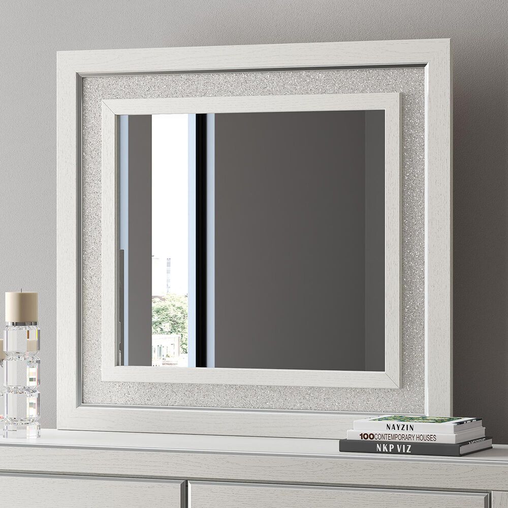 Ashley Zuraleus Dresser Mirror in Matte White, Chrome and Silver, , large