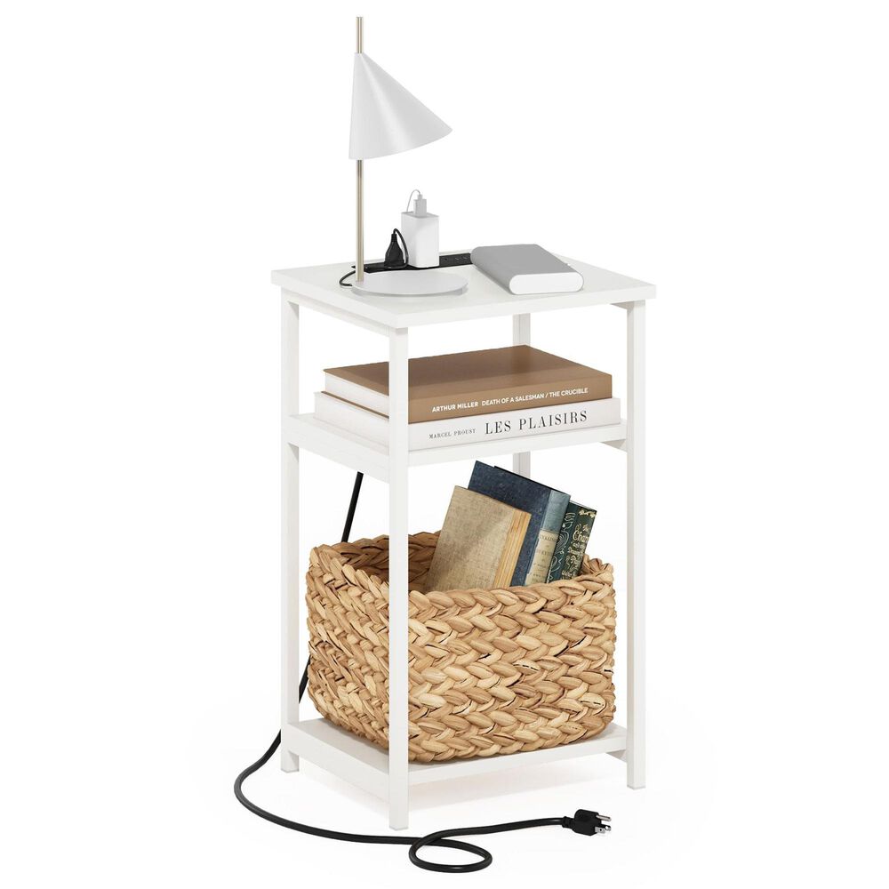 HOMLUX 22.7" 3-Tier End Table in White, , large