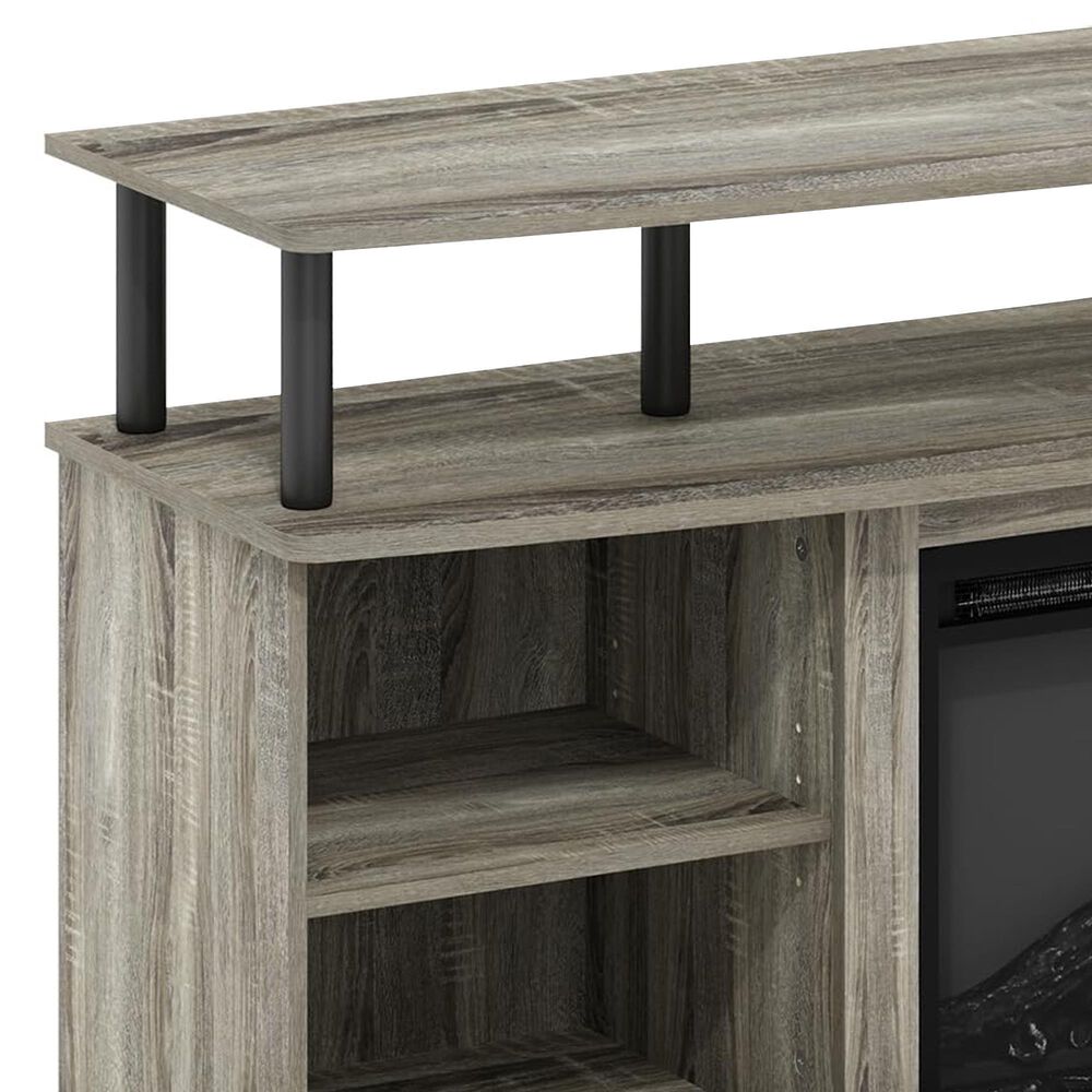 HOMLUX 47" TV Stand with Electric Fireplace in French Oak Grey and Black, , large