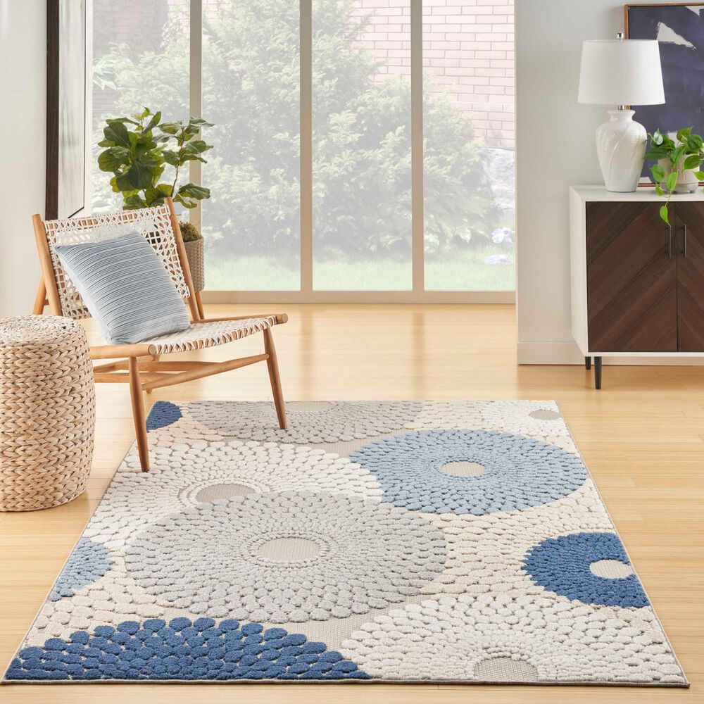 Nourison Aloha ALH29 5&#39;3&quot; x 7&#39;5&quot; Blue and Grey Indoor/Outdoor Area Rug, , large
