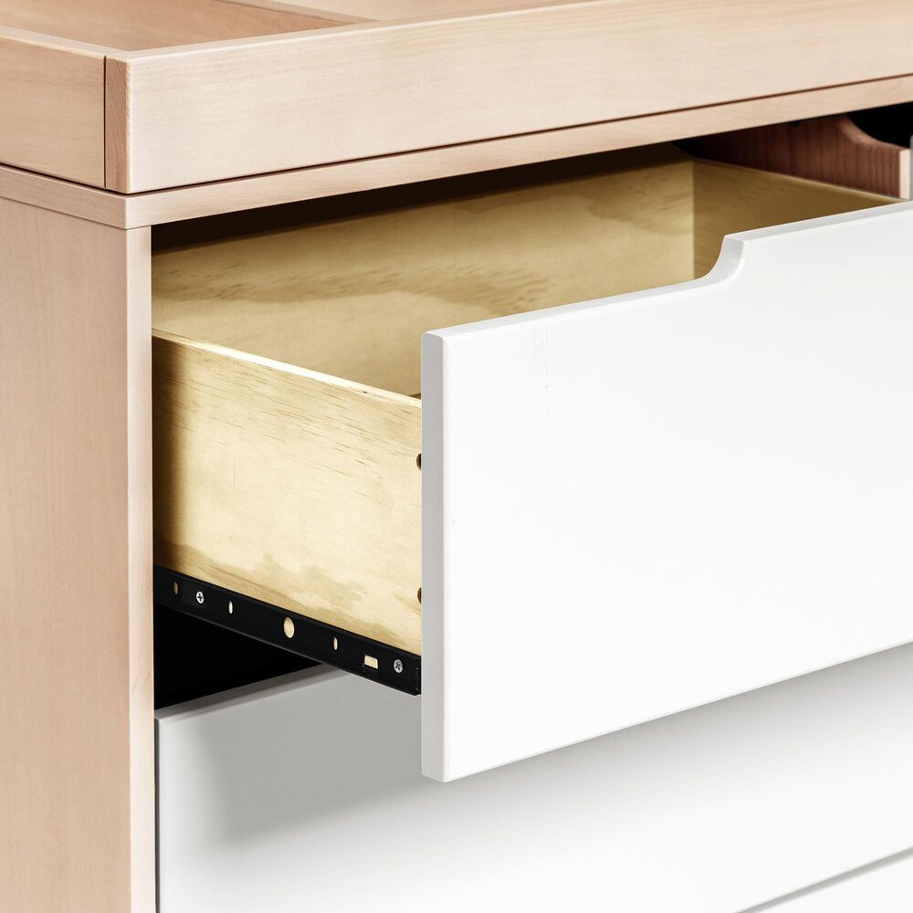 Babyletto Hudson 3 Drawer Changer Dresser in Washed Natural and White, , large