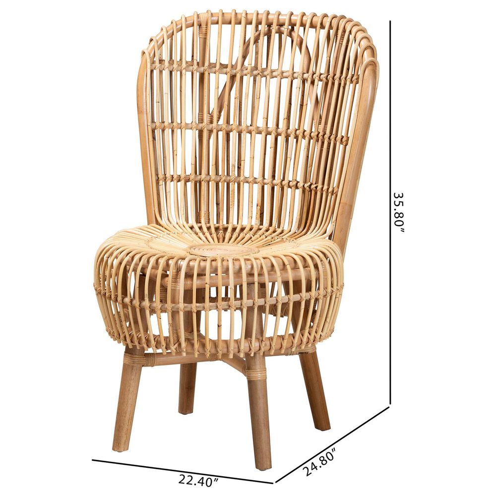 Baxton Studio Nagoya Tall Lounge Chair in Natural Brown, , large