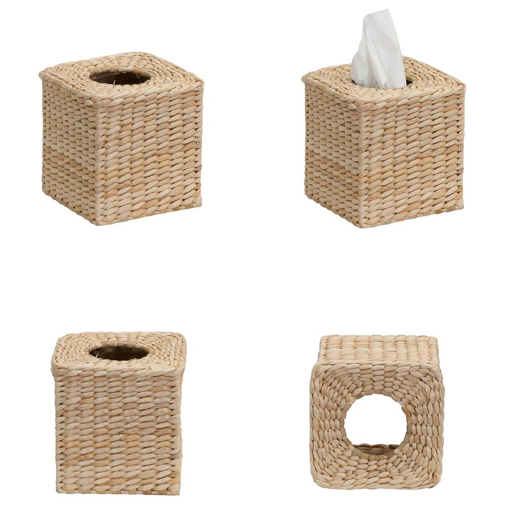 Household Essentials 3-Piece Wicker Bathroom Accessories Set with Toilet Tissue Stand, Wastebasket and Tissue Box in Brown, , large