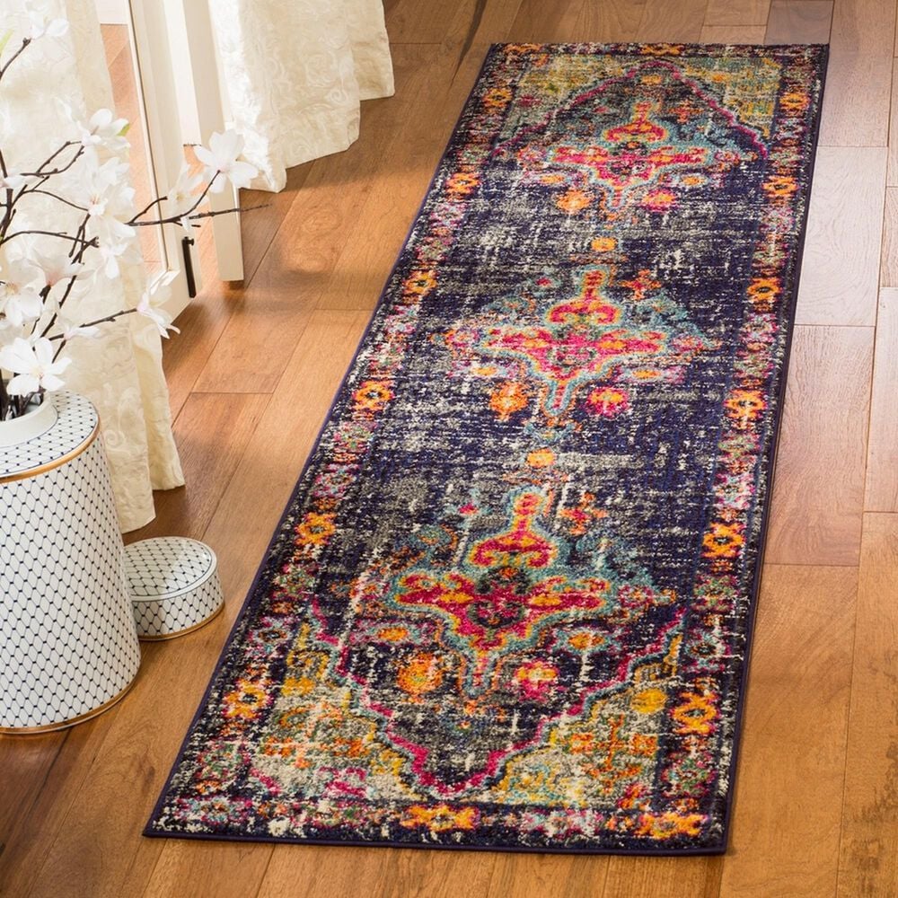 Safavieh Monaco MNC247R-28 2&#39;2&quot; x 8&#39; Grey/Fuchsia Runner, , large