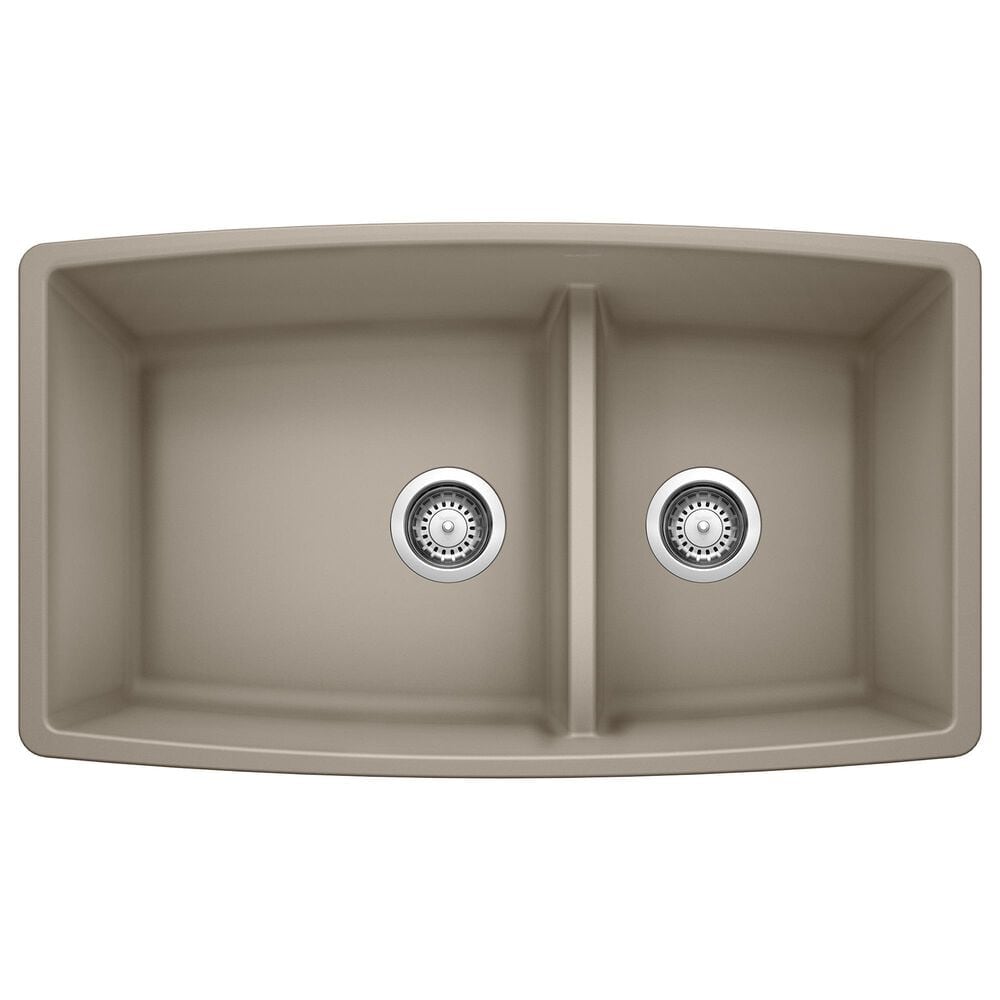Blanco Performa 33" 1-3/4 Double Bowl Kitchen Sink with Low Divide in Truffle, , large