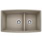 Blanco Performa 33" 1-3/4 Double Bowl Kitchen Sink with Low Divide in Truffle, , large