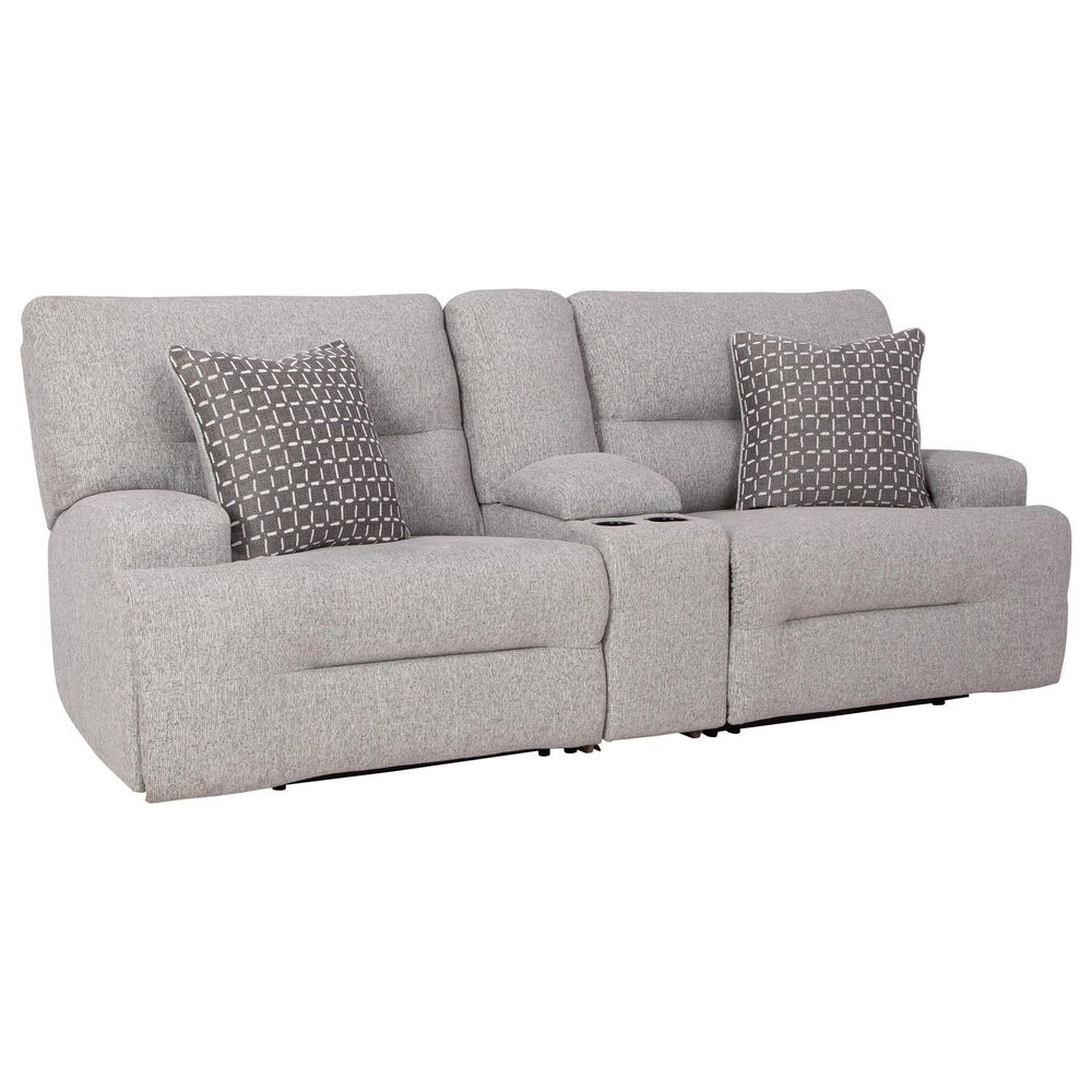 Ashley Acklen Place 3-Piece Power Symmetrical Reclining Sectional Loveseat with Console in Pewter, , large