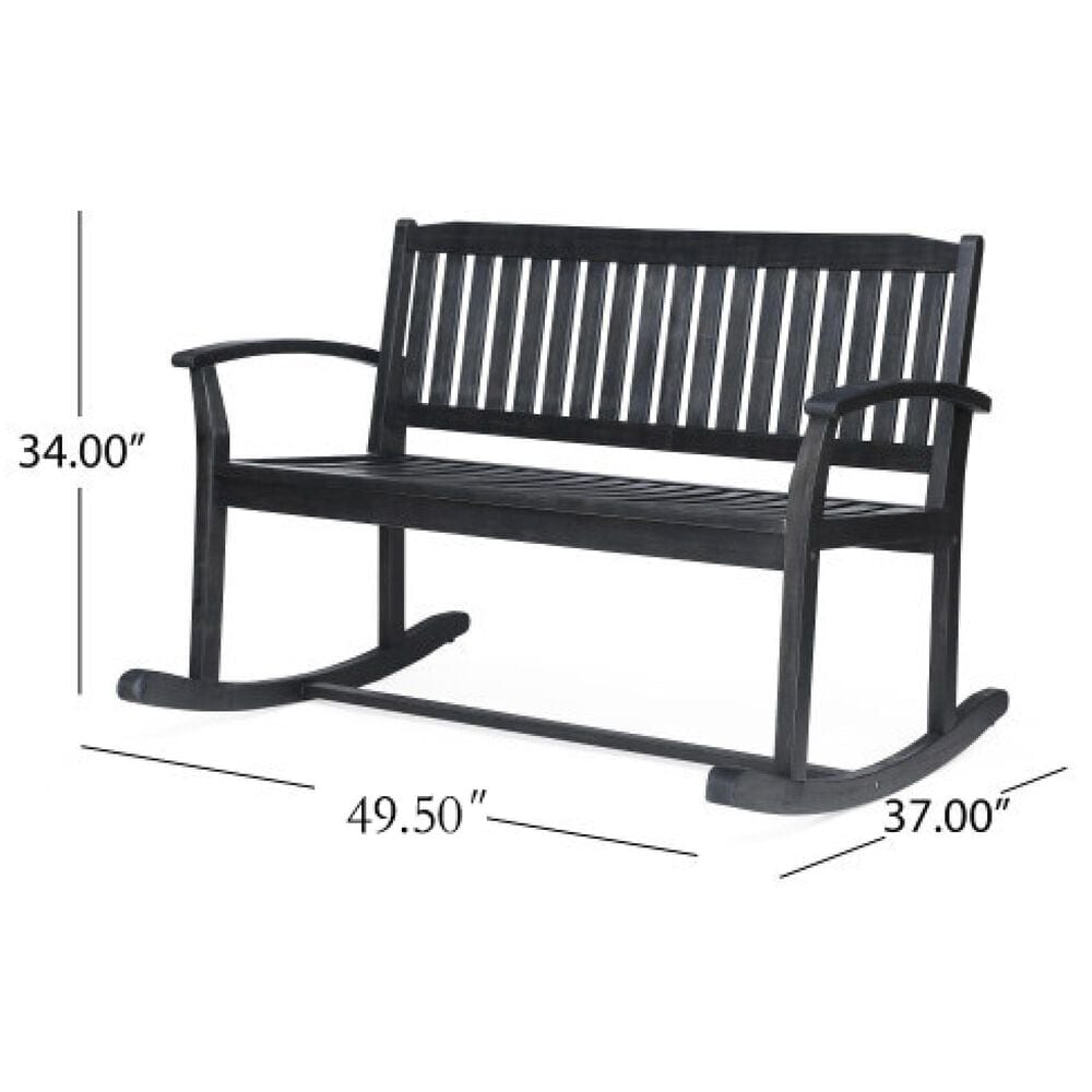 Hearth and Haven Baxter Outdoor Rocking Loveseat in Dark Grey, , large