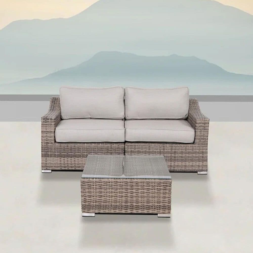 Hearth and Haven 2-piece Outdoor Wicker Conversation Set with Loveseat in Gray, , large