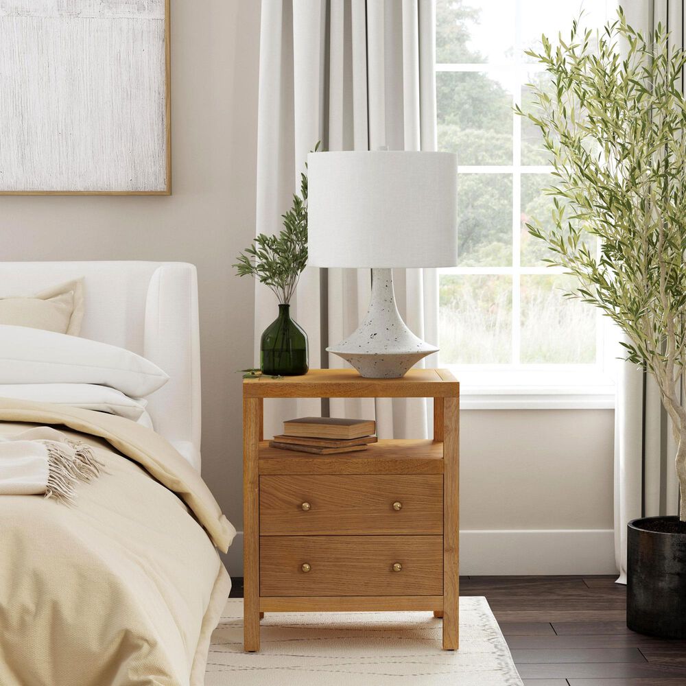 Butler Specialty Company Nora 2 Drawer Nightstand with Open Shelf in Light Natural Brown, , large