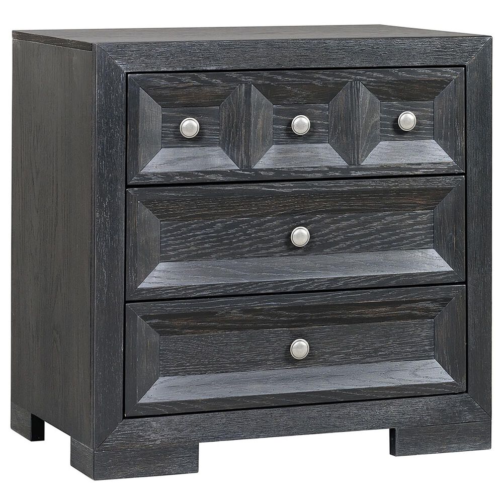 Furniture of America Hatton Cross 3 Drawer Nightstand with USB in Weathered Black, , large