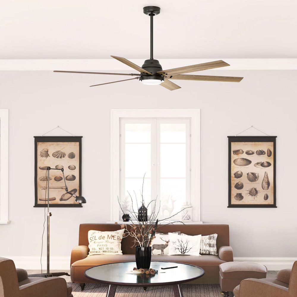 Hunter Gravity 72&quot; Ceiling Fan with LED Light in Noble Bronze, , large