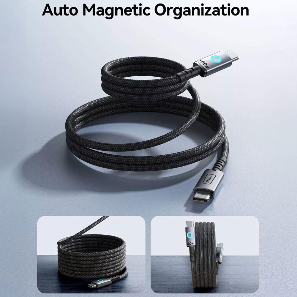 INUI Leopard 100W Magnetic Fast Charging Cable in Black, , large