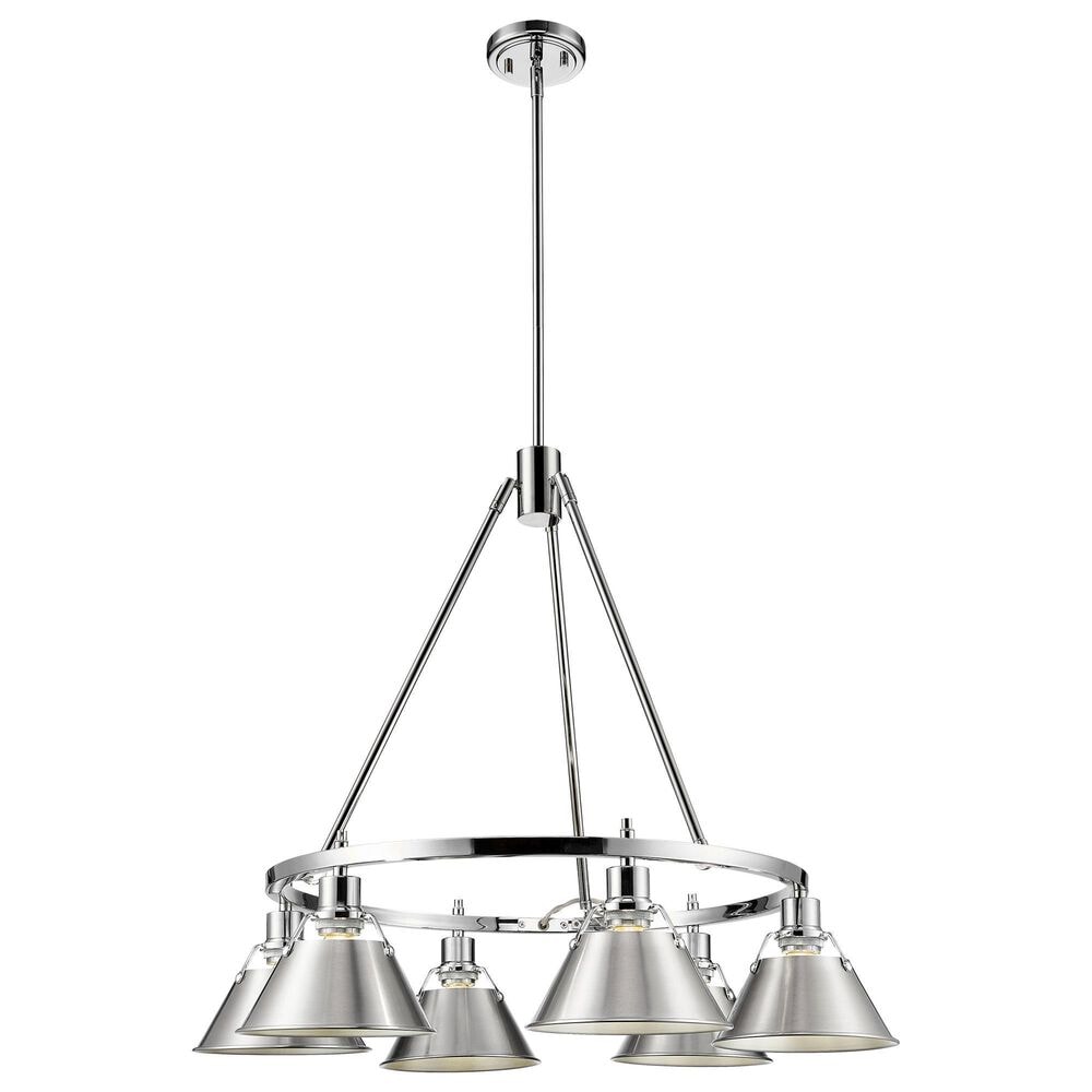 Golden Lighting Orwell 6-Light Chandelier with Pewter Shade in Chrome, , large