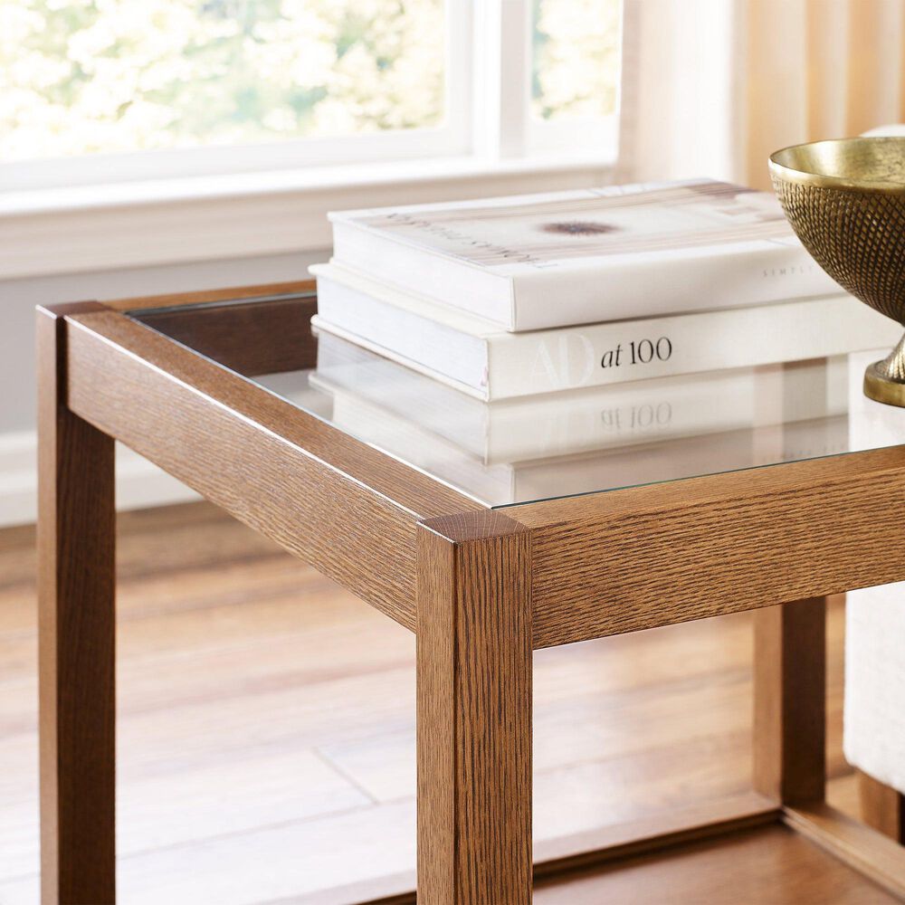 Stickley Furniture Surrey Hills Glass Top End Table in Bay Brown, , large